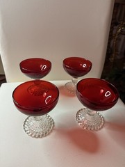 Anchor Hocking Glass ~ Royal Ruby Red ~ Bubble Foot Sherbets (Set of 4)