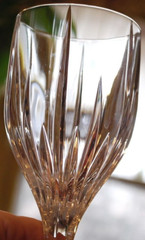 ‘STARLIGHT’ LENOX CRYSTAL Hand Blown Clear Water Goblet Vertical Cuts 9″ Exc