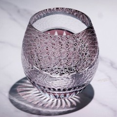 Hand Blown Crystal Double Old Fashioned Solid Whiskey Glasses Purple Color 12oz