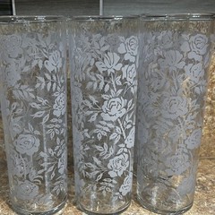 Mid-Century Libbey Glass Company -White Roses Highball/IceTea Glasses (Set Of 6)