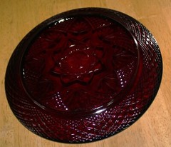 Cristal D’Arques Durand~ 8 INCH RUBY RED «ANTIQUE» PATTERN SALAD PLATE Set of 6