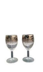 Dorothy Thorpe or Queen’s Lustreware France Silver Wine Glasses Set of Four