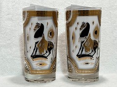 Fred Press Set of Five 22 Karat Gold Trojan Horse Highball Glasses