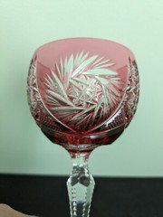 Rare AJKA Crystal «ALBRACCA» Lead Crystal Cranberry Pink Wine Glass, 7.5″, 6oz