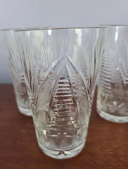 Set of 3 Bohemian Glass Flared Tumblers Wheat Design 6 oz. 4.25 in. tall