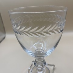 Seneca Square Laurel Water Goblet Glass Square Base 6 in x 3 5/8 in dia