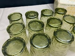 Set of 12 ~ Libbey «AZTEC» Olive Green ~ Old Fashioned Glass Tumblers ~ 8 oz.