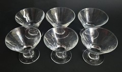Vintage Clear Glass Stem Base Martini Cordial Glasses Or Dessert Cups Set Of (6)