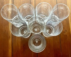 Crate & Barrel Direction Highball Glasses Set/8 Bubble in Base 12oz 6 1/8″ H