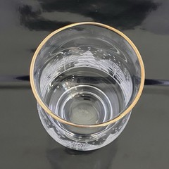 Vintage Libbey Winter Wonderland Clear Glass Flat Tumbler Gold Gilt Rim 5 1/4″