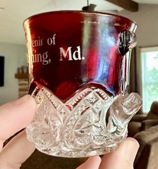 Antique Lonaconing Maryland Ruby Red Glass Advertising Cumberland Md Souvenir