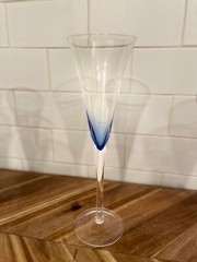Crate & Barrel Krosno Rhapsody Cobalt Blue Clear Champagne Flute 10 1/8″