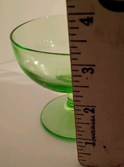 Vintage Misc 5 Green Depression Uranium Glass Stem Ware Glasses *Minor Fleabites