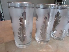 Libbey Hostess set of 8 SILVER WOODLAND PATTERN 15.5 oz Glasses Tumblers w/ Box