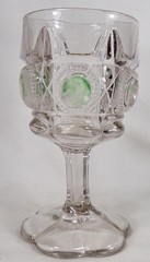 U.S. Glass Bull’s Eye & Daisy Goblet 15117 Newport Green Stain Clear 1909 #105