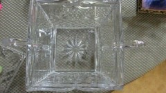 Vintage Cut Crystal Footed Cracker Biscuit Jar w Lid Waterford?