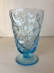 Single Bryce El Rancho Cerulean blue water goblet Seneca Dirftwood glass