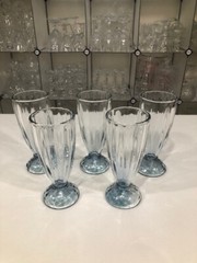 Optic Blue (5110) by Libbey – Five Rare Vintage Straight Soda Tumblers