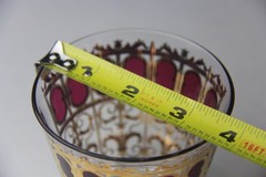 Set of 4 VTG Culver Cranberry Scroll 22kt Gold Flared Rocks Whiskey Glasses-Read