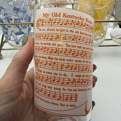 1950s Hazel Atlas Sing Song Drinking Glass Set Big Top Peanut Butter Plus Caddy