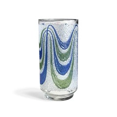 Vintage Libbey Deep Sea Highball Glass MCM Blue Green Frosted Textured Tumbler