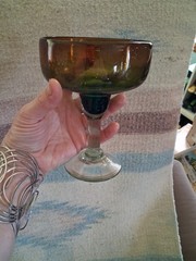 Beautiful Hand Blown Art Glass Signed by Artist Margrarita Glass Barware