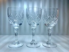 Set Of 3 Clear Crystal Claret Wine Deauville Wine Glasses By Cristal d’Arques
