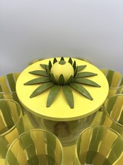 McM daisy drink caddy with striped Lemonade Barwear glasses Yellow Green” Read”