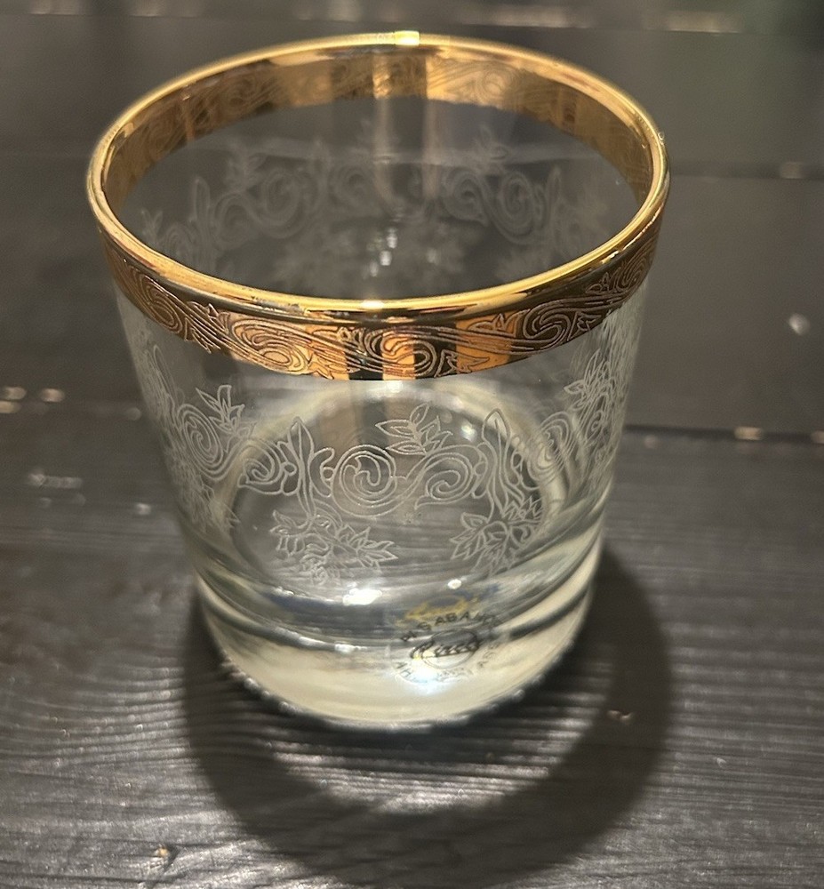Pasabahce CELLINI CRYSTAL 24K Gold Plated Old Fashion Whiskey Art Of Glass