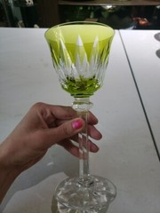 1 Water goblet Glass wine, Chartreuse Cut to clear Crystal Saint Louis Provence