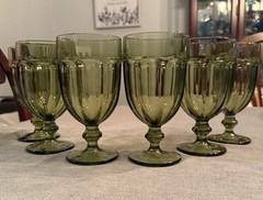 Vintage Libbey Gibraltar Duratuff Olive Green Iced Tea Or Water Goblets Set Of 6