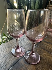 Vintage Pair of Libbey Plum Pink Water/Wine Glasses 7.25 Inches Tall