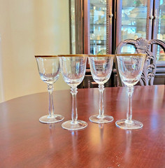 Mikasa Crystal Empire Gold Trim 4 Piece 6″ Cordials 1977-1987