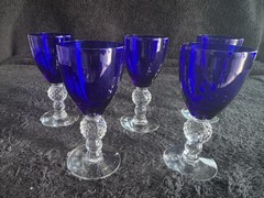 Morgantown Golf Ball Ritz Blue Glasses. Wine Glasses. Set of 4.