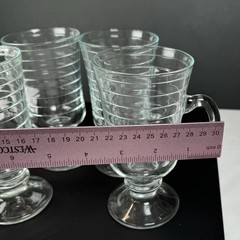 VTG Irish Coffee Mugs Ribbed Glass Pedestal Set Of 4 5.75 In Made In Portugal