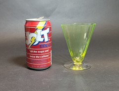 Rare! Vintage Utility Glass Works True Vaseline Bi-Colored Stemware UGWS-09