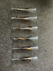Lot Of 6x Colorful Mosiac Luminescence Flute Champagne Glasses Rare HTF