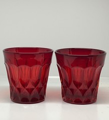 Noritake Ruby Red Perspective Double Old-Fashioned Glasses