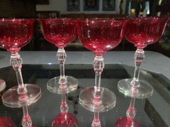 (5) Liquor Cocktail glasses, Crystal Morgantown Spanish Red Clear Brilliant Ruby