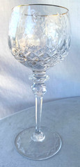 Set of 4 Vtg Rogaska Gallia Crystal Wine Glasses Gold Rim 8″ Etched Floral