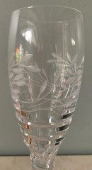 One (1) Miller Rogaska WOODLAND Cut Crystal 9 3/4″ Flute Champagne Glass Leaves