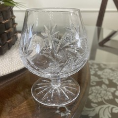 Crystal Pinwheel Cut Polish Snifter Brandy Glasses Set Of 3