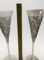 Pair Lenox Heiress Silver Gray Champagne Toasting Flutes 10 1/4″ Tall