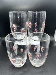 Set Of 4 Artland Blown Glass Tumbler Wine Rocks Candy Cane Set Of 4 Barware
