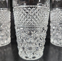 9 Anchor Hocking Wexford 10 Oz Tumblers Vintage Clear Diamond Cut Etch Retro Lot