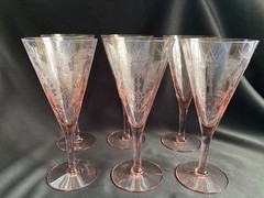 Tiffin Modernistic 8” Water Stems Lot Of 6 Art Deco Rarity Circa 1925 Pristine!
