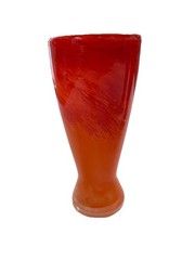 4 Art Glass Tall Beer Pub Style Glasses Ocean orange & red Swirl 7.5″