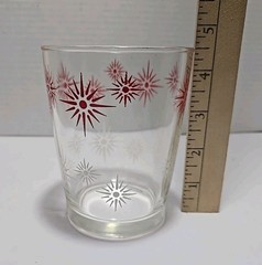 Vintage Hazel Atlas Atomic Star Glass With Red & White Stars