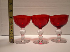 Golf Ball Ruby Liquor Cocktail by Morgantown Spanish Red 1920’s 3 set