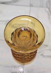 Vintage Indiana Glass Whitehall Cubist Amber Footed Glass Tumbler (2 Part Mold)